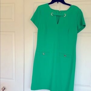 Tommy Hilfiger Green Sheath Dress Scoop Neck Short Sleeve